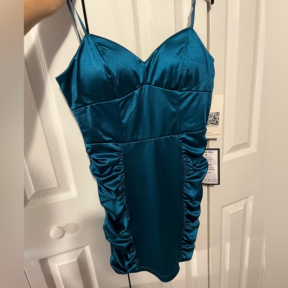Macy’s turquoise mini dress